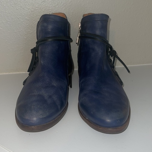 Anthropologie Veracruz leather Wrap Ankle Boots blue size 37 6 - Picture 9 of 12